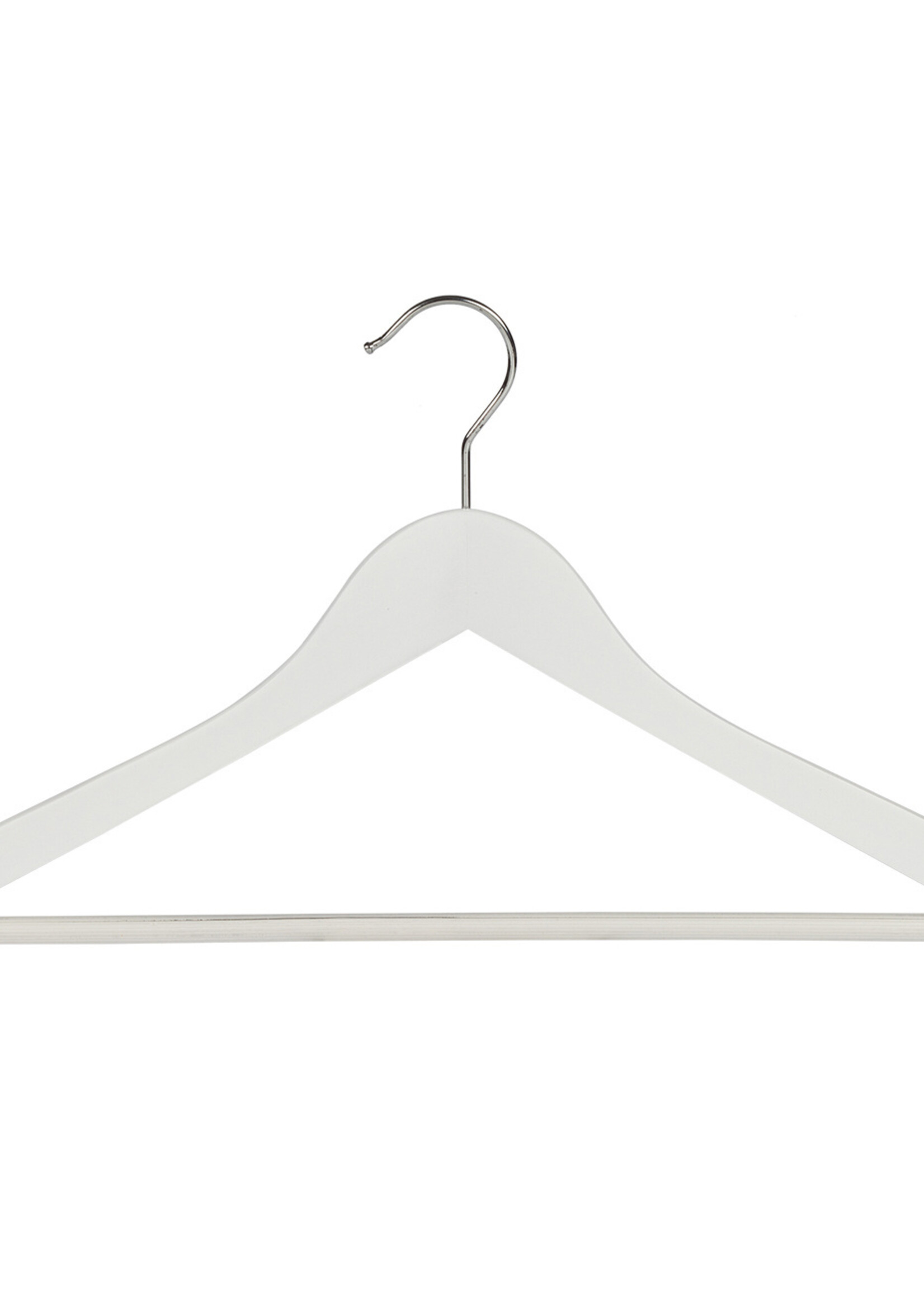 Cintre blouse / chemise (galbé) bois hêtre laqué blanc avec barre antidérapant