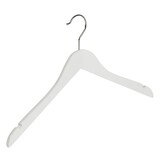 Cintre blouse / chemise (galbé) bois hêtre laqué blanc avec encoches Cintre blouse / chemise (galbé) bois hêtre laqué blanc avec encoches