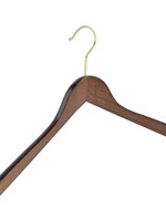 Cintre blouse / chemise (galbé) bois hêtre teinté noyer avec crochet doré