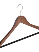 Cintre blouse / chemise (galbé) bois hêtre teinté noyer avec encoches et barre antidérapant