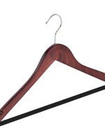 Cintre blouse / chemise (galbé) bois hêtre teinté acajou avec encoches et barre antidérapant