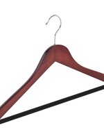 Cintre blouse / chemise (galbé) bois hêtre teinté acajou avec barre antidérapant