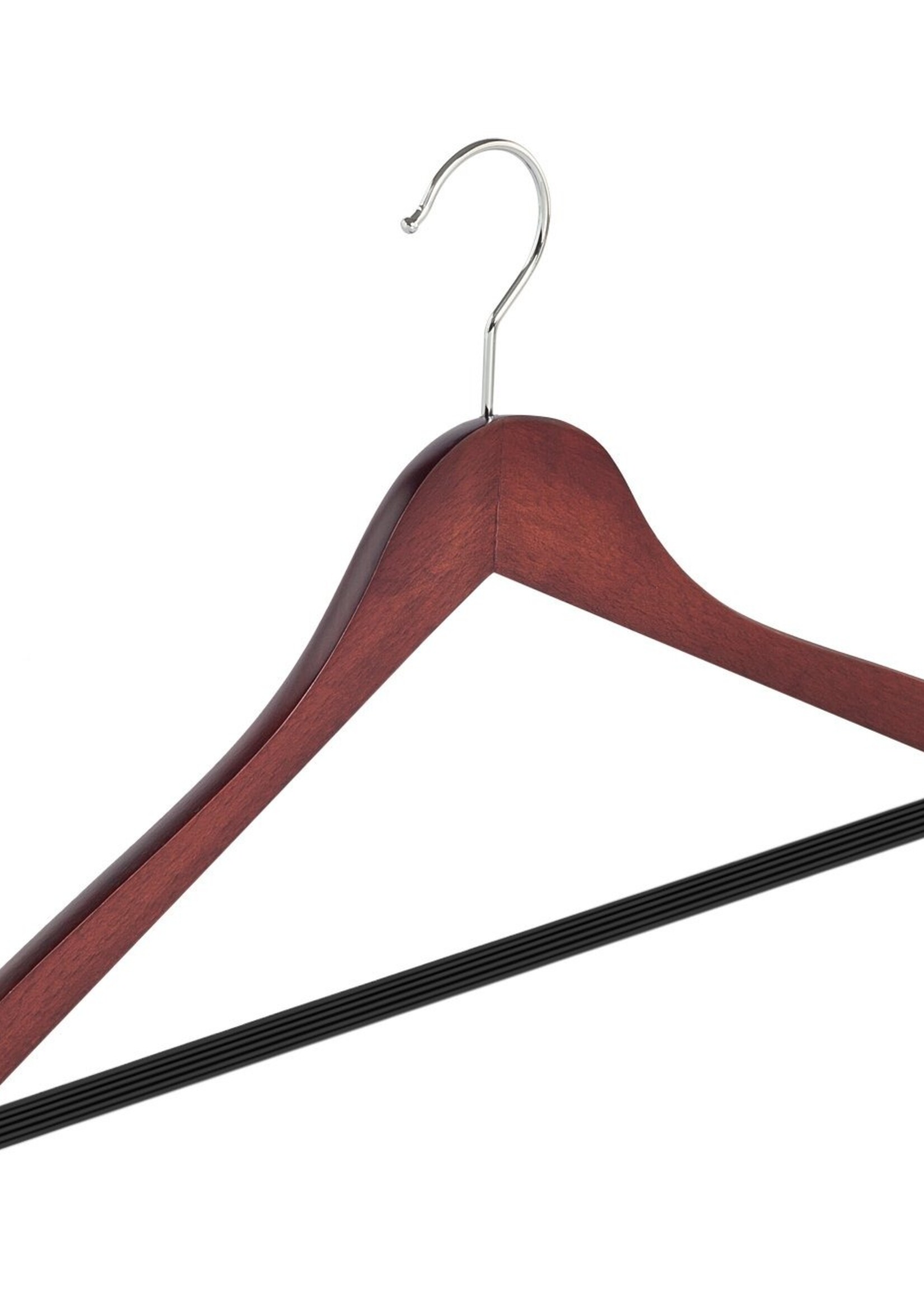 Cintre blouse / chemise (galbé) bois hêtre teinté acajou avec barre antidérapant