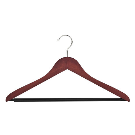 Cintre blouse / chemise (galbé) bois hêtre teinté acajou avec barre antidérapant Cintre blouse / chemise (galbé) bois hêtre teinté acajou avec barre antidérapant