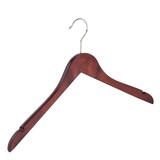 Cintre blouse / chemise (galbé) bois hêtre teinté acajou avec encoches Cintre blouse / chemise (galbé) bois hêtre teinté acajou avec encoches