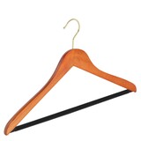 Cintre blouse / chemise (galbé) bois hêtre teinté cerisier avec crochet doré et barre antidérapant Cintre blouse / chemise (galbé) bois hêtre teinté cerisier avec crochet doré et barre antidérapant