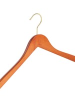 Cintre blouse / chemise (galbé) bois hêtre teinté cerisier avec crochet doré