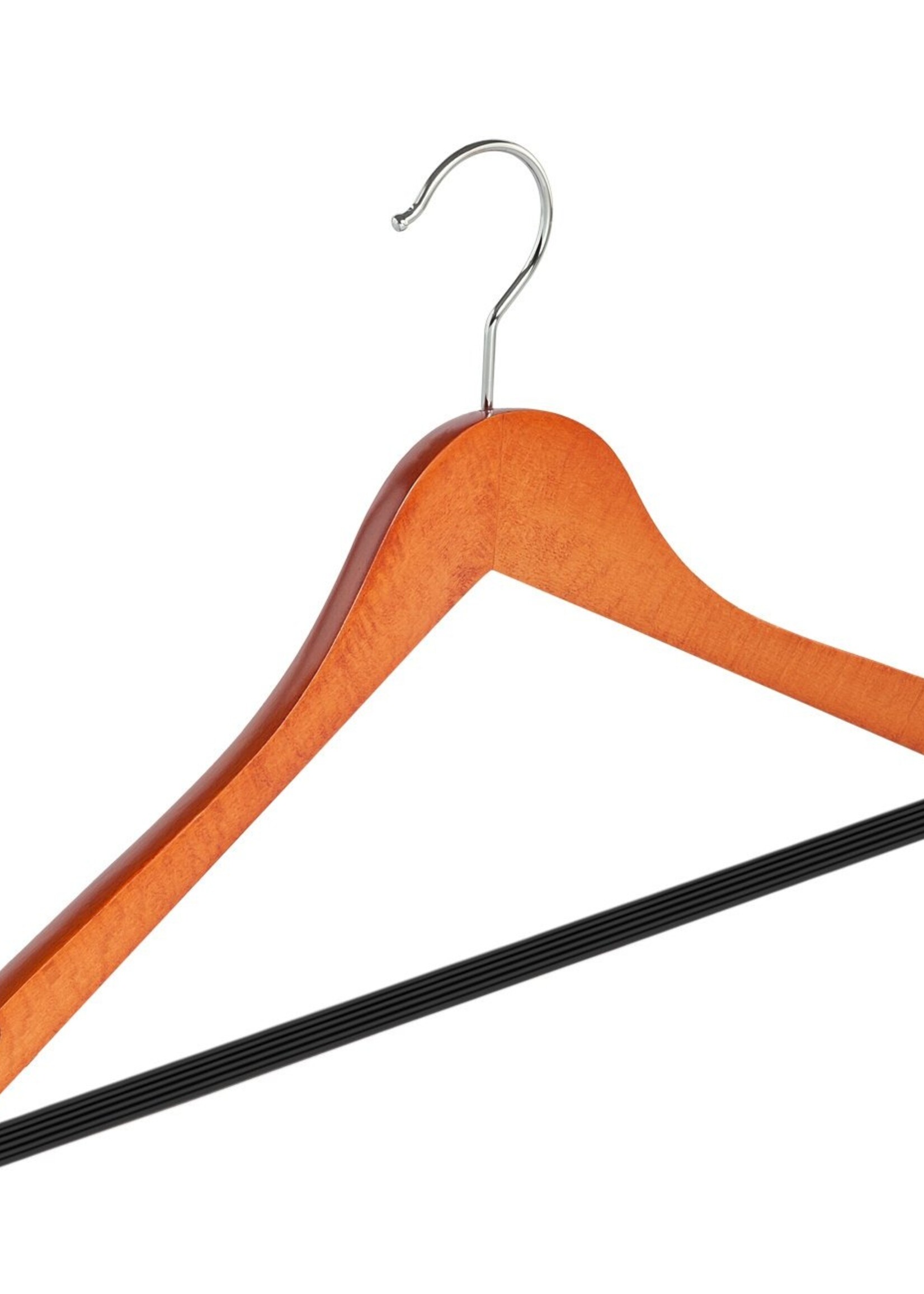 Cintre blouse / chemise (galbé) bois hêtre teinté cerisier avec encoches et barre antidérapant