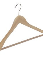 Cintre veste / costume (galbé) bois hêtre verni naturel avec épaules larges et barre antidérapante