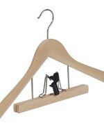 Cintre blouse / chemise (galbé) bois hêtre verni naturel avec clip pantalon