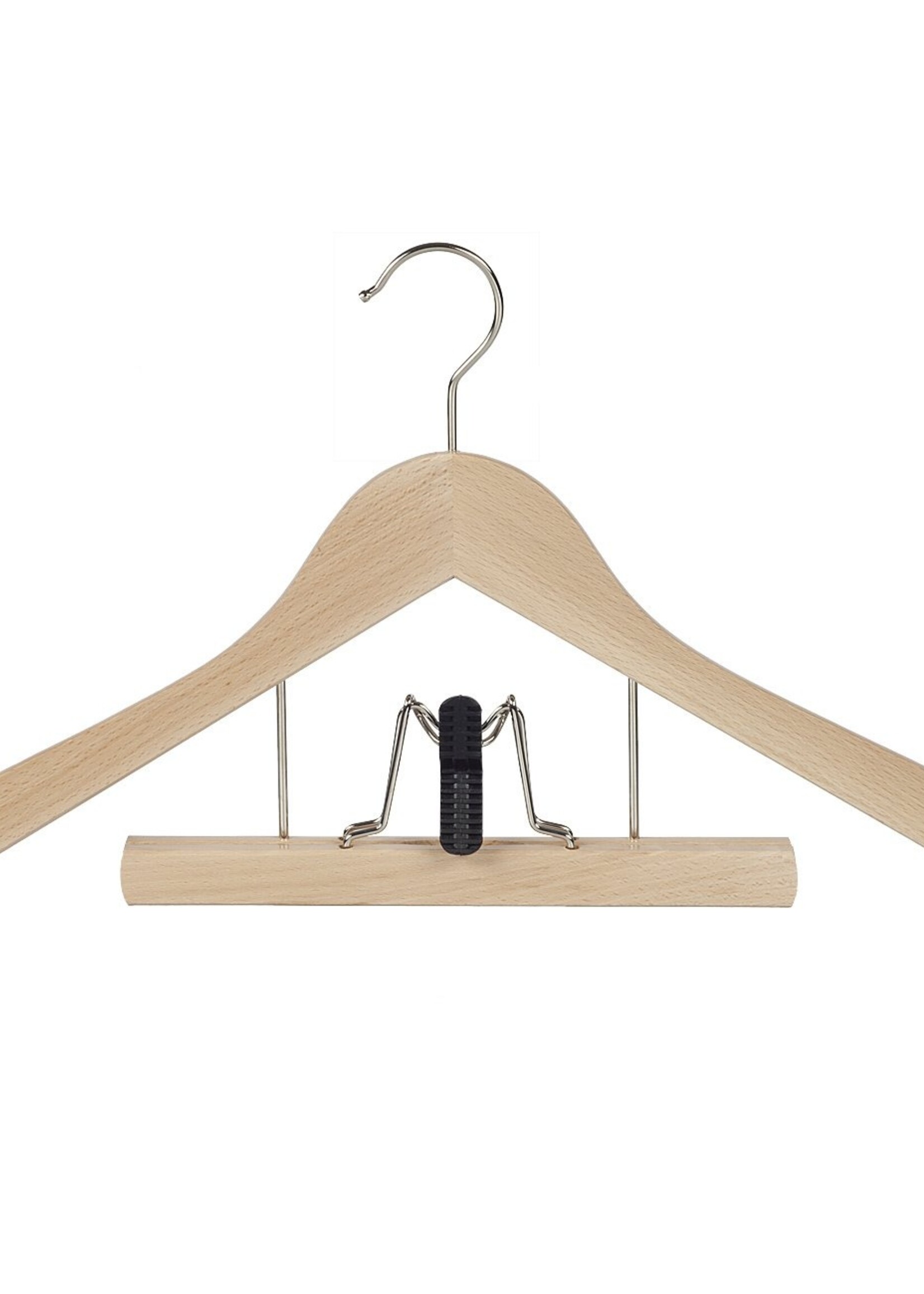 Cintre blouse / chemise (galbé) bois hêtre verni naturel avec clip pantalon