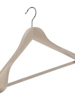 Cintre veste / costume (galbé) bois hêtre brut avec épaules larges et barre antidérapante