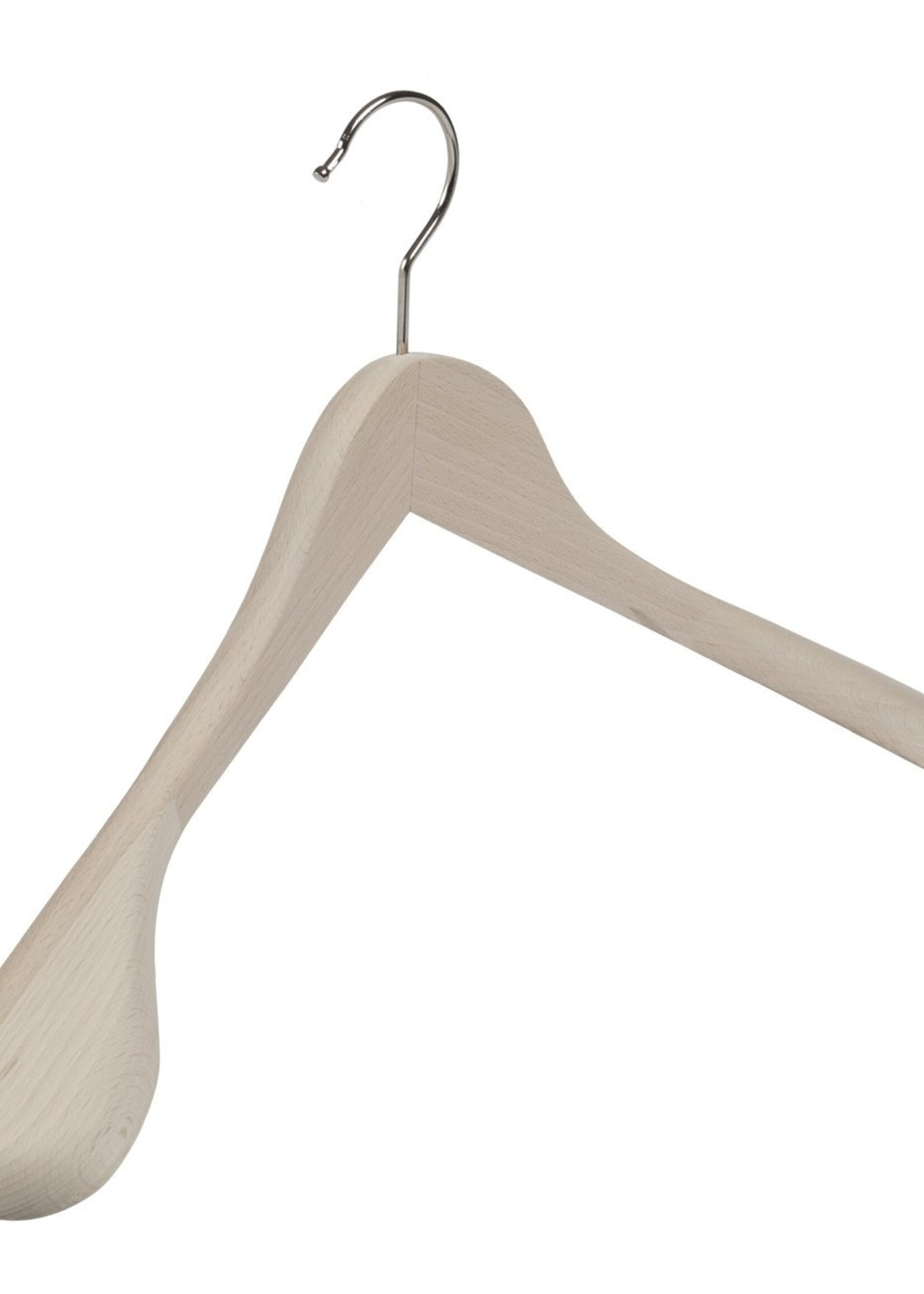 Cintre veste / costume (galbé) bois hêtre brut avec épaules larges