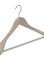 Cintre veste / costume (galbé) bois hêtre brut avec épaules larges et barre antidérapante