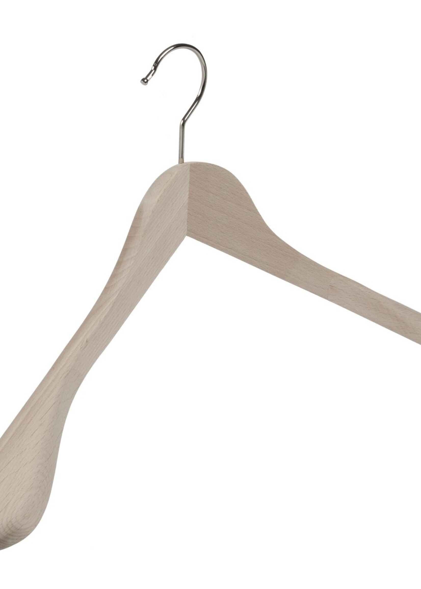 Cintre veste / costume (galbé) bois hêtre brut avec épaules larges