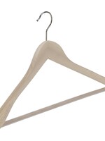 Cintre veste / costume (galbé) bois hêtre brut avec épaules larges et barre antidérapante