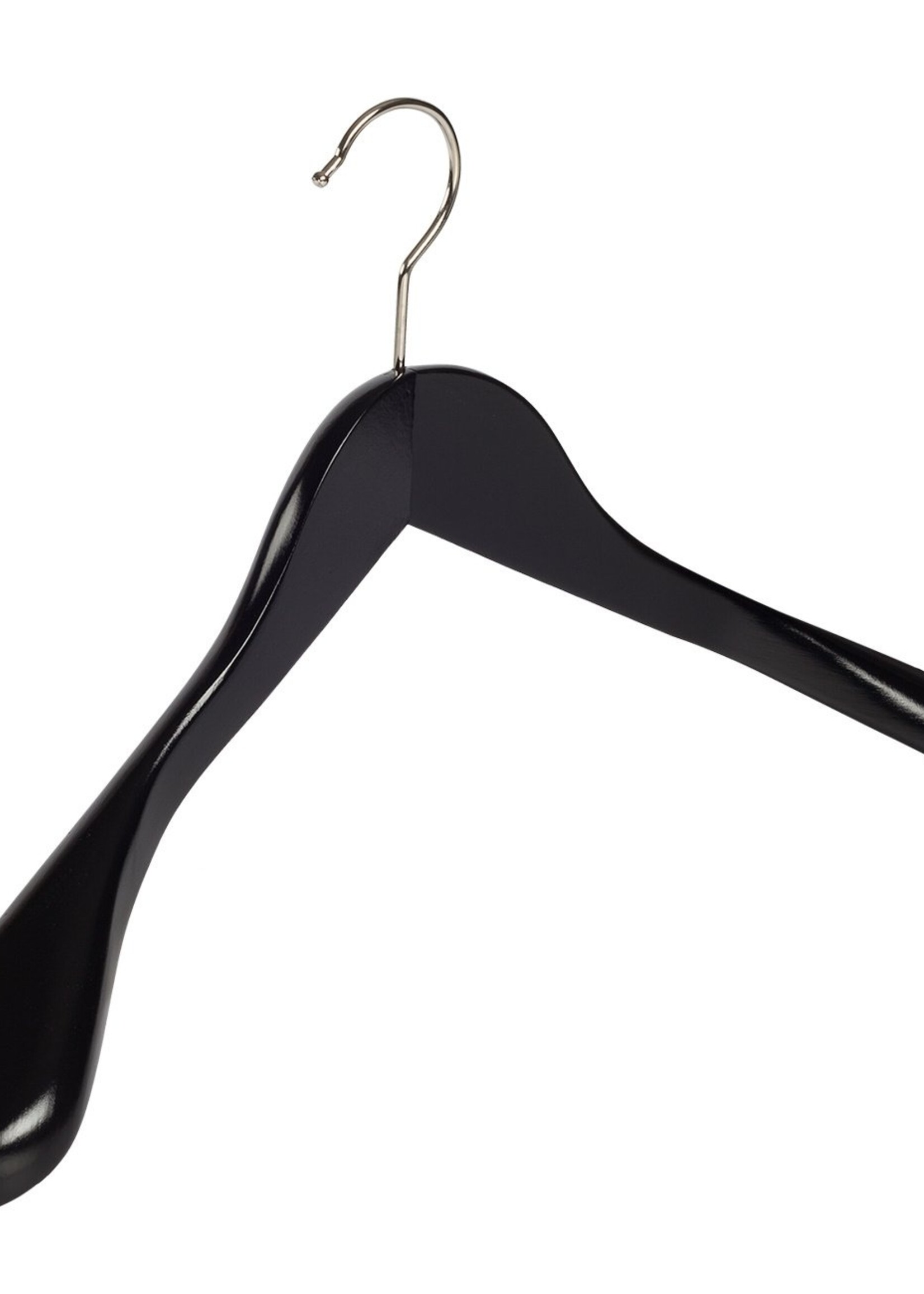 Cintre veste / costume (galbé) bois hêtre laqué noir avec épaules larges