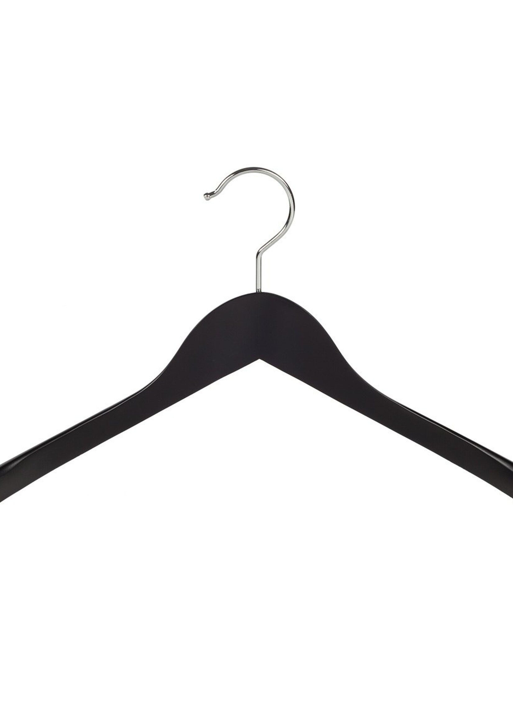 Cintre veste / costume (galbé) bois hêtre laqué noir avec épaules larges