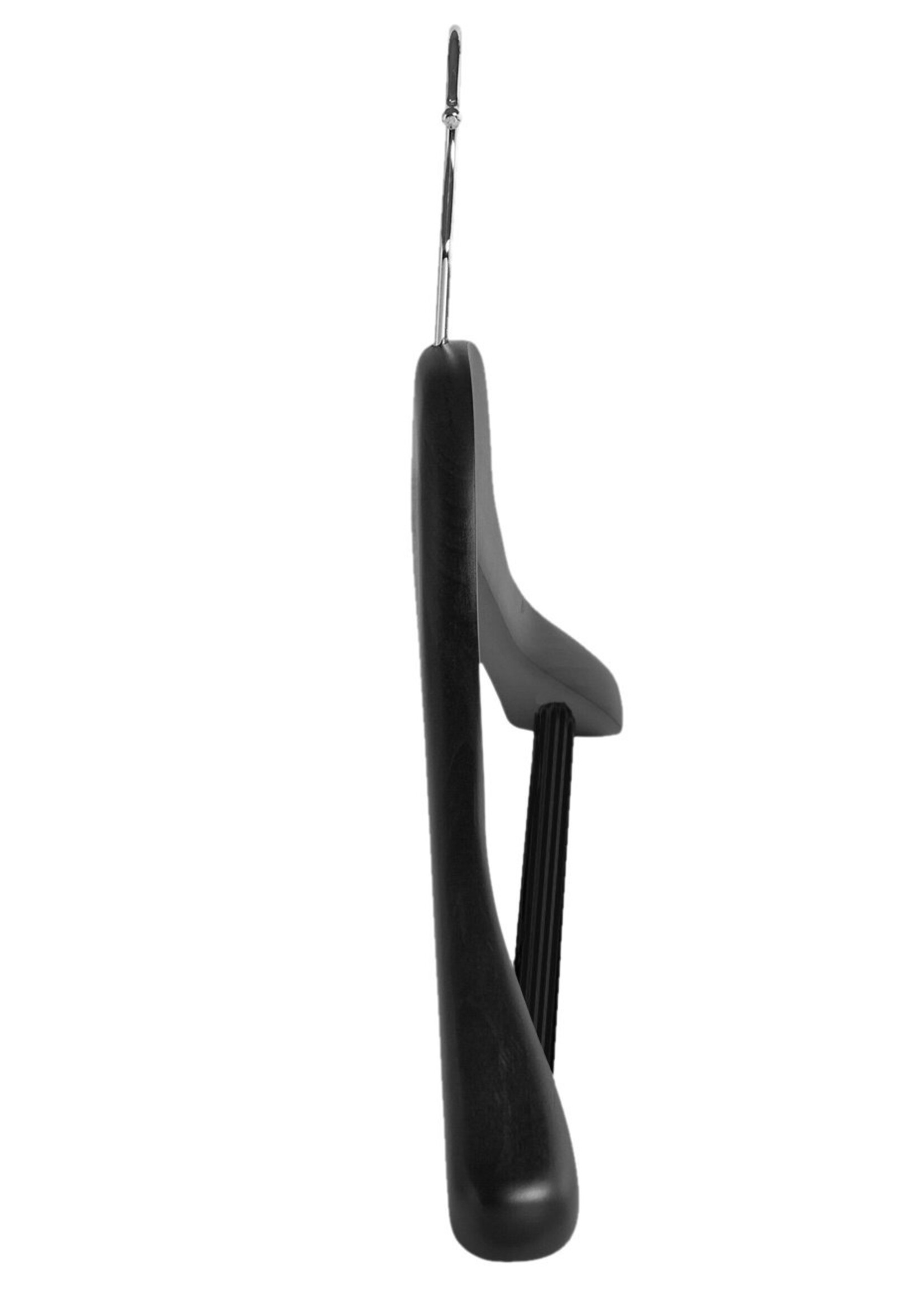 Cintre veste / costume (galbé) bois hêtre laqué noir avec épaules larges et barre antidérapant