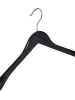 Cintre veste / costume (galbé) bois hêtre laqué noir avec épaules larges