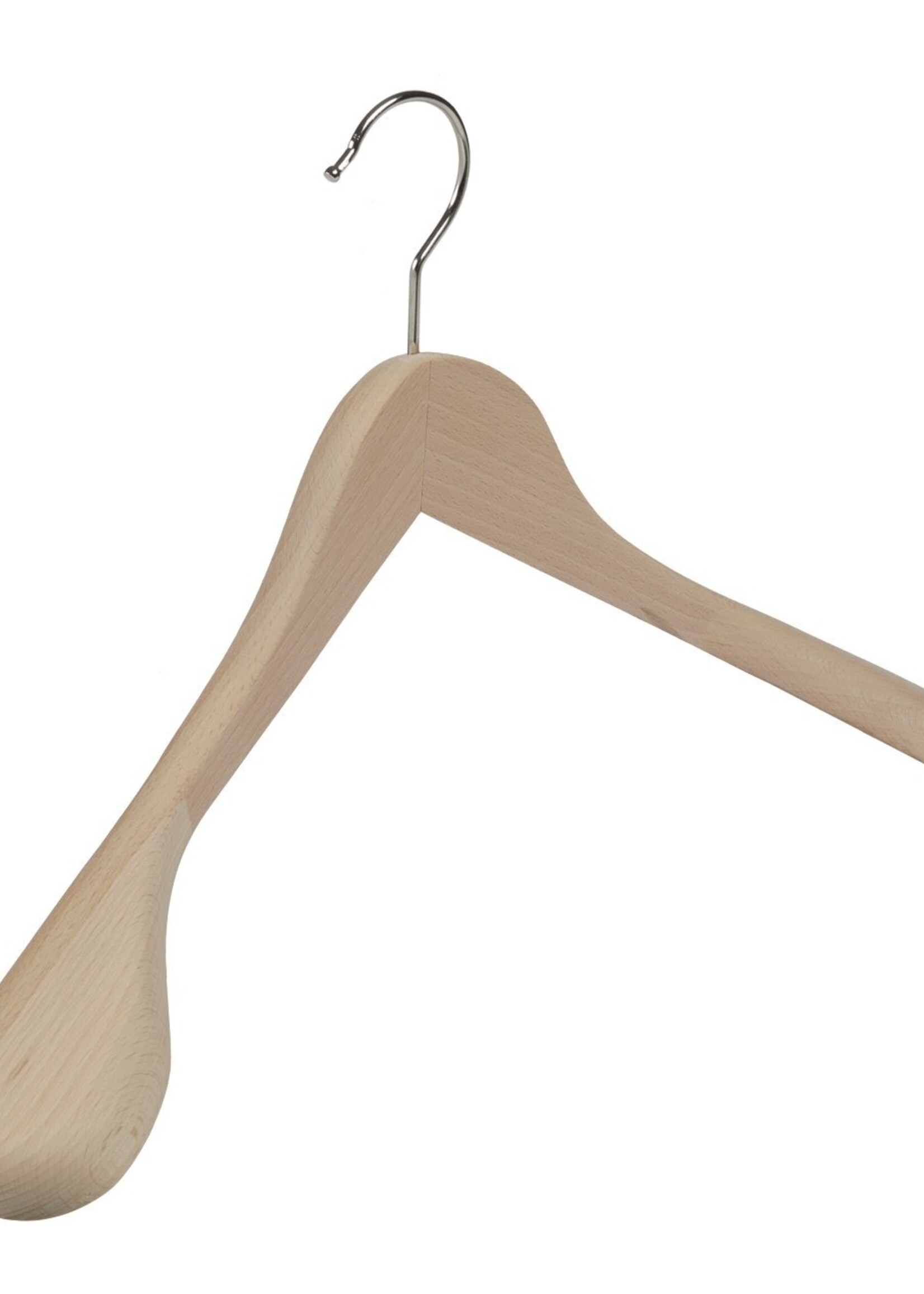 Cintre veste / costume (galbé) bois hêtre verni naturel avec épaules larges