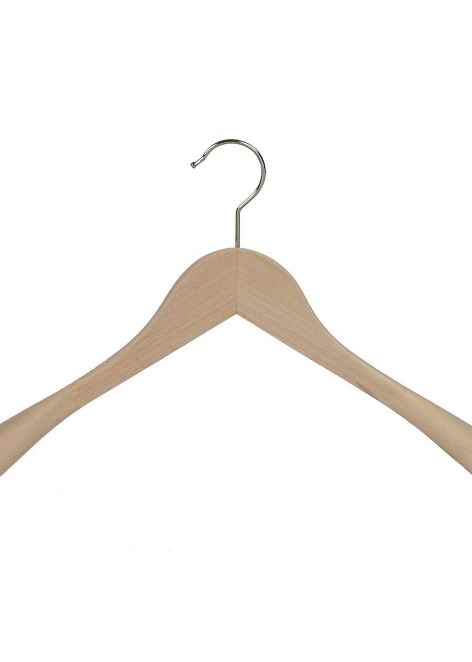 Cintre veste / costume (galbé) bois hêtre verni naturel avec épaules larges