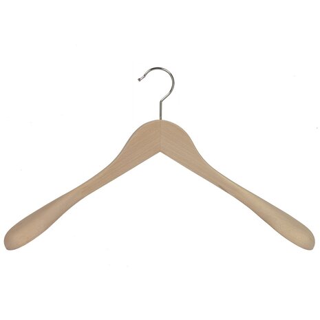 Cintre veste / costume (galbé) bois hêtre verni naturel avec épaules larges Cintre veste / costume (galbé) bois hêtre verni naturel avec épaules larges