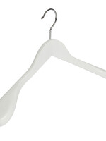 Cintre veste / costume (galbé) bois hêtre laqué blanc avec épaules larges