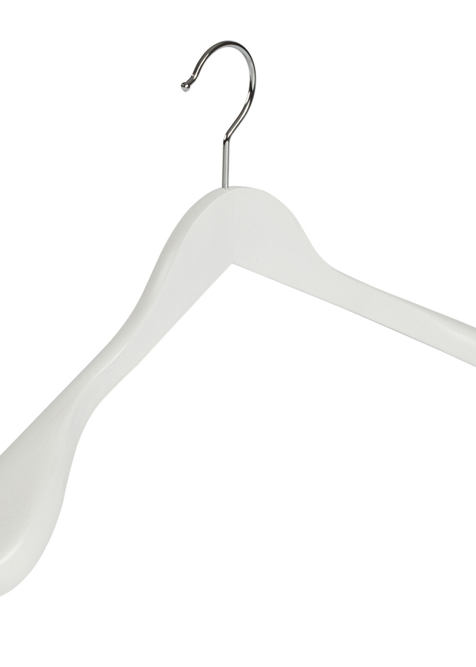 Cintre veste / costume (galbé) bois hêtre laqué blanc avec épaules larges