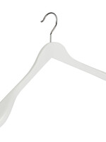 Cintre veste / costume (galbé) bois hêtre laqué blanc avec épaules larges