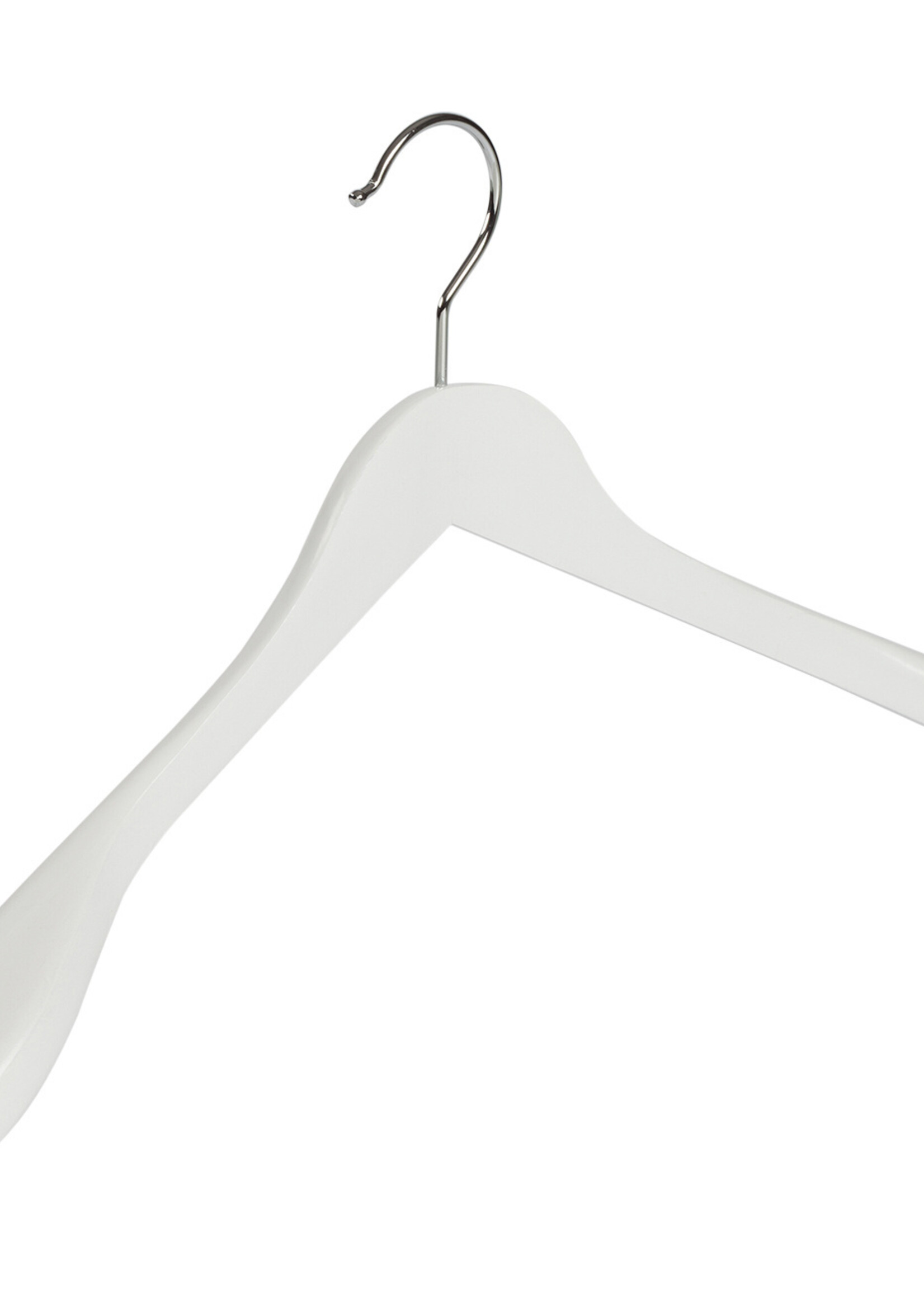 Cintre veste / costume (galbé) bois hêtre laqué blanc avec épaules larges