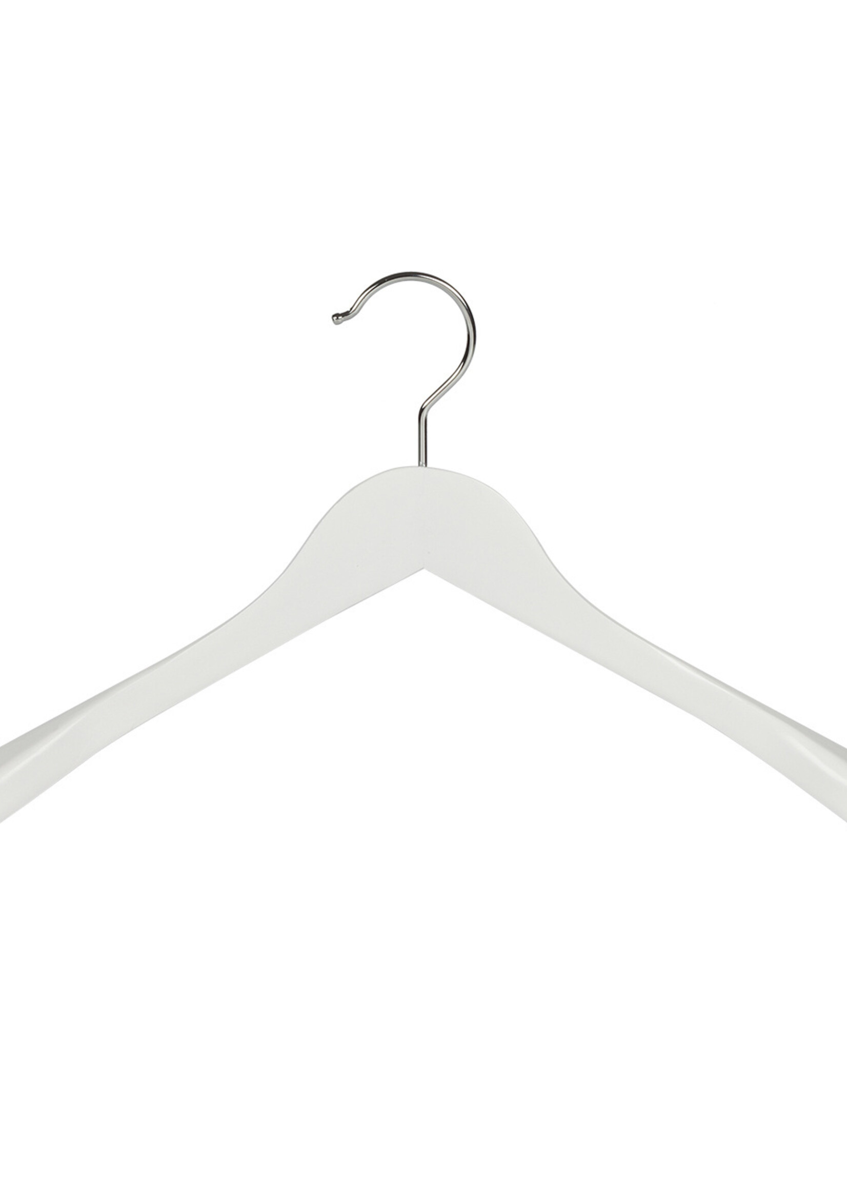 Cintre veste / costume (galbé) bois hêtre laqué blanc avec épaules larges