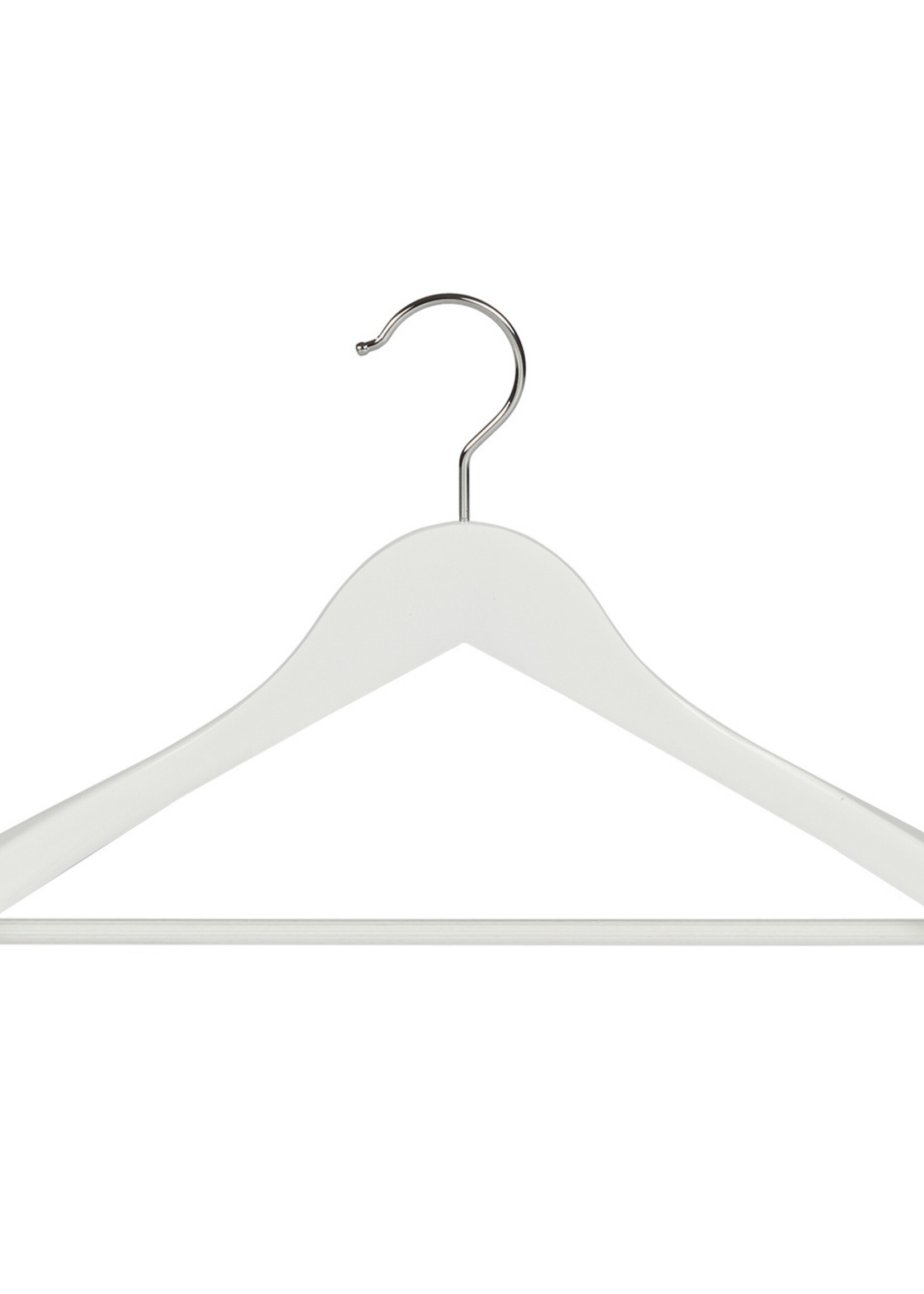 Cintre veste / costume (galbé) bois hêtre laqué blanc avec épaules larges et barre antidérapant