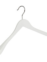 Cintre veste / costume (galbé) bois hêtre laqué blanc avec épaules larges