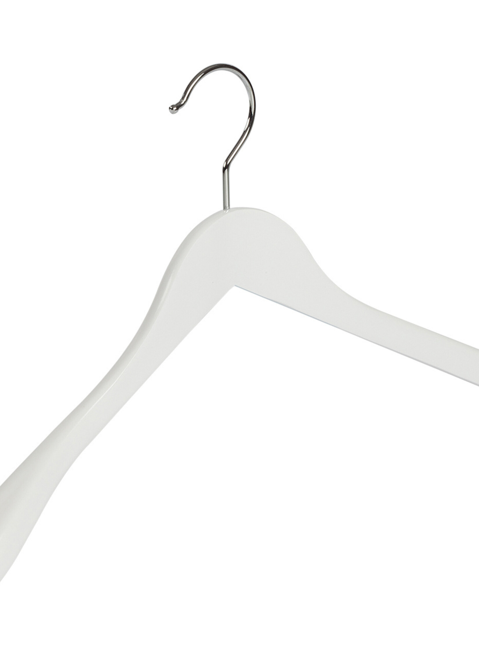 Cintre veste / costume (galbé) bois hêtre laqué blanc avec épaules larges