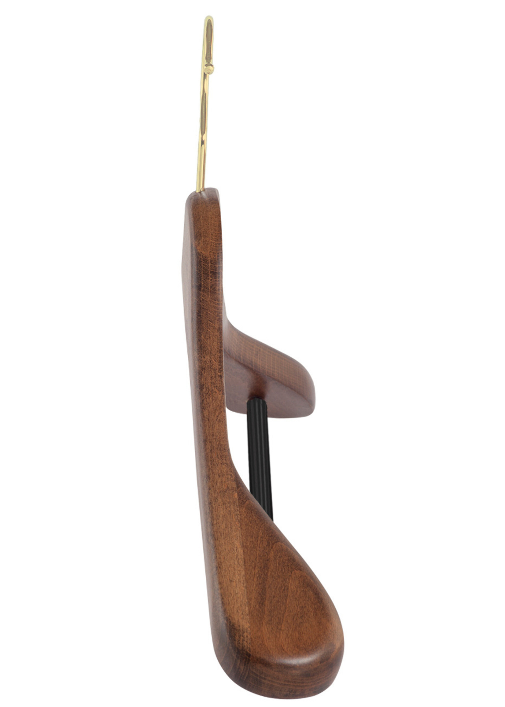 Cintre veste / costume (galbé) bois hêtre teinté noyer avec crochet doré, épaules larges et barre antidérapant