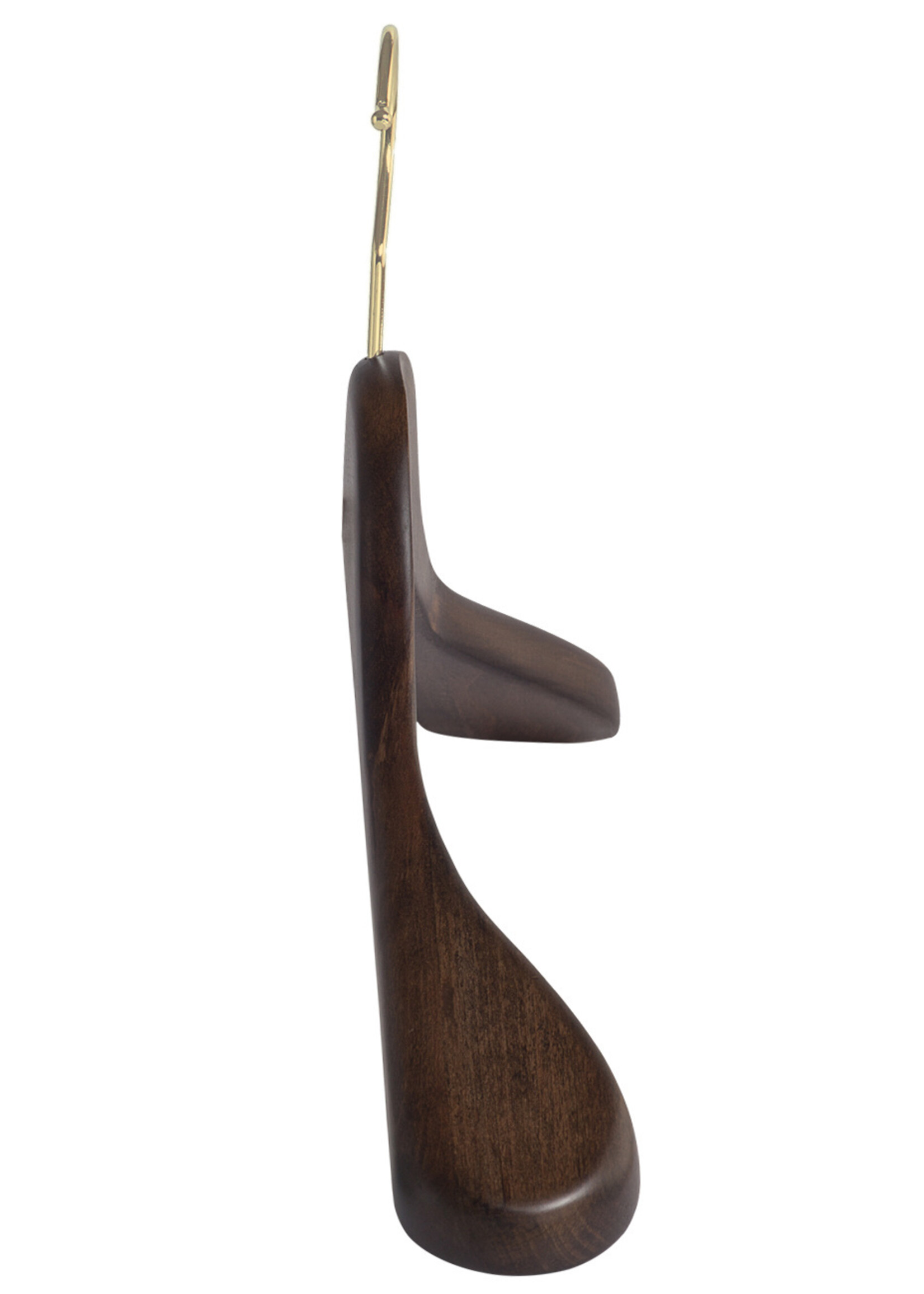 Cintre veste / costume (galbé) bois hêtre teinté noyer avec crochet doré et épaules larges