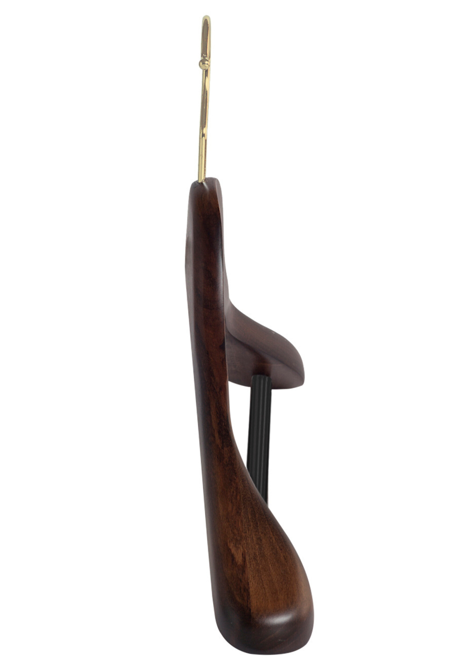 Cintre veste / costume (galbé) bois hêtre teinté noyer avec crochet doré, épaules larges et barre antidérapant