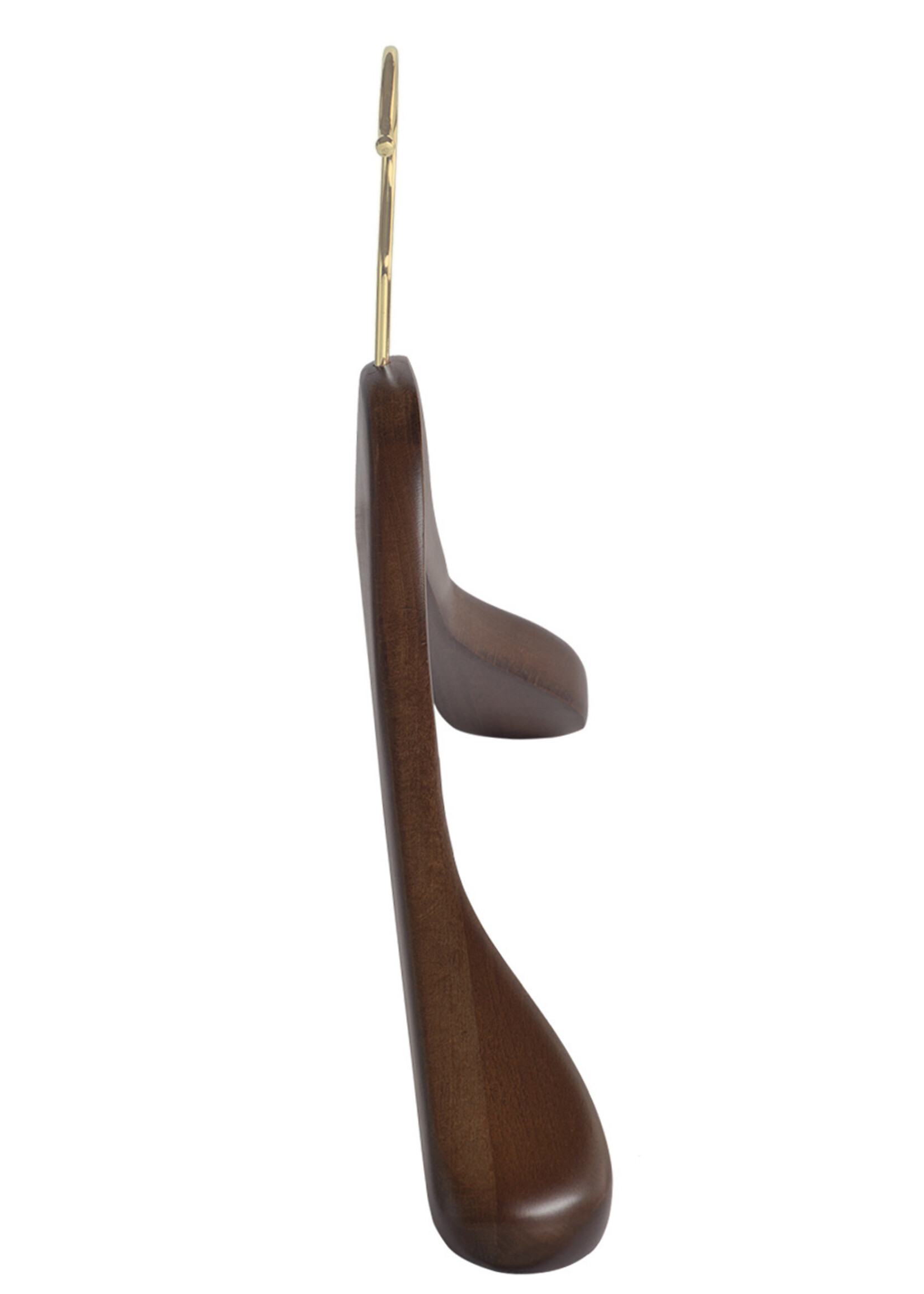 Cintre veste / costume (galbé) bois hêtre teinté noyer avec crochet doré et épaules larges