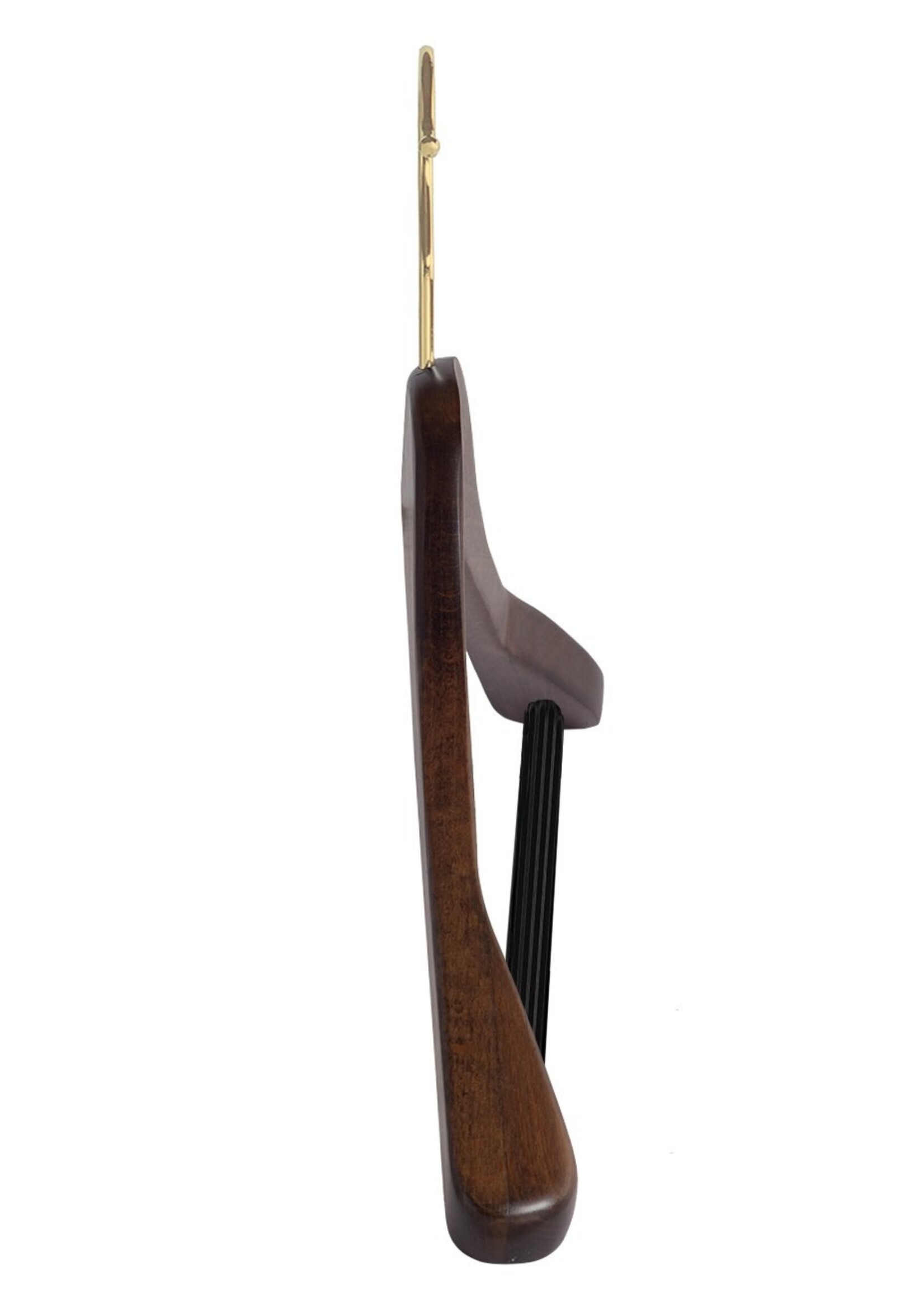 Cintre veste / costume (galbé) bois hêtre teinté noyer avec crochet doré, épaules larges et barre antidérapant