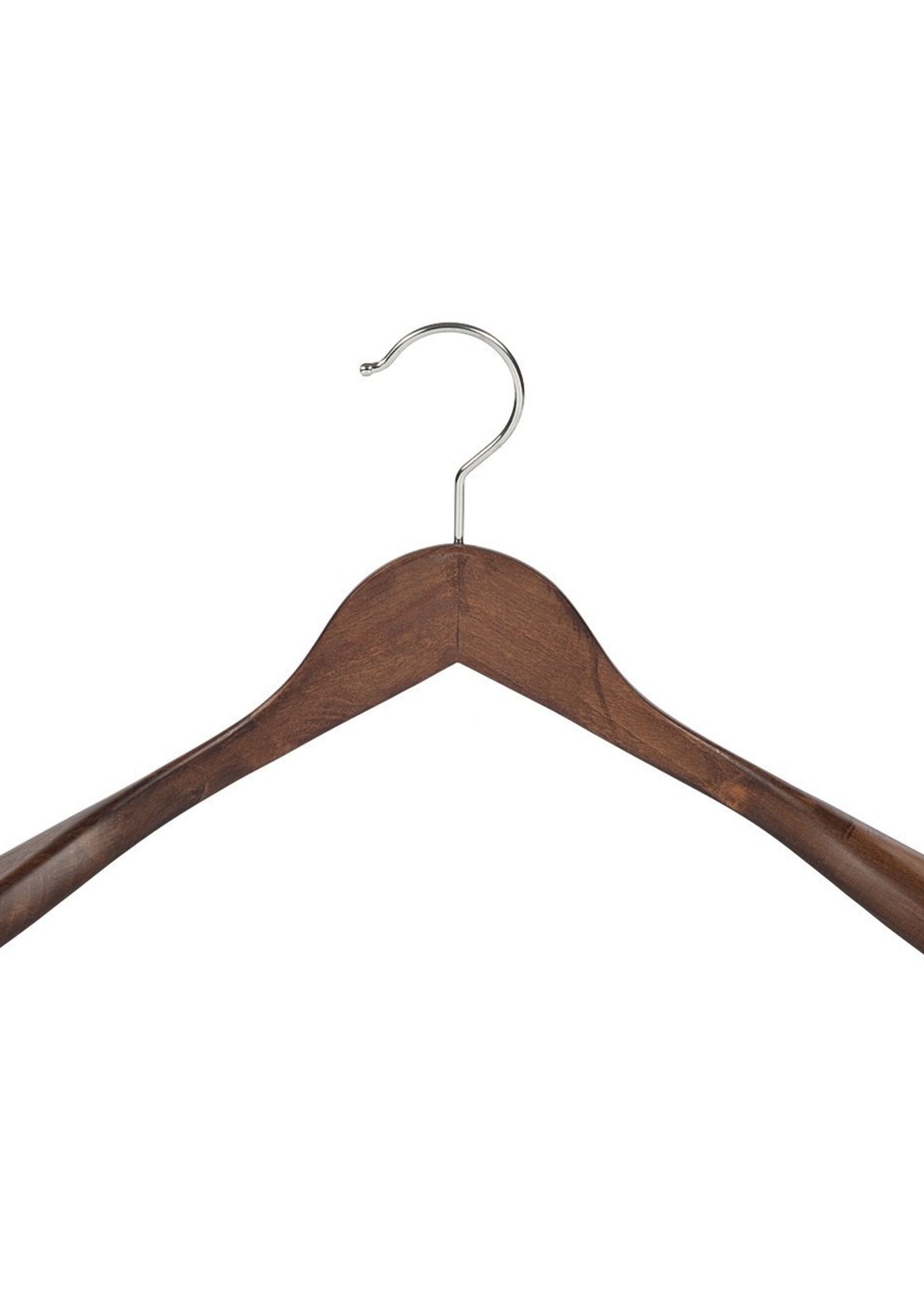 Cintre veste / costume (galbé) bois hêtre teinté noyer avec épaules larges