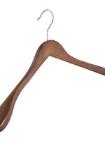 Cintre veste / costume (galbé) bois hêtre teinté noyer avec épaules larges