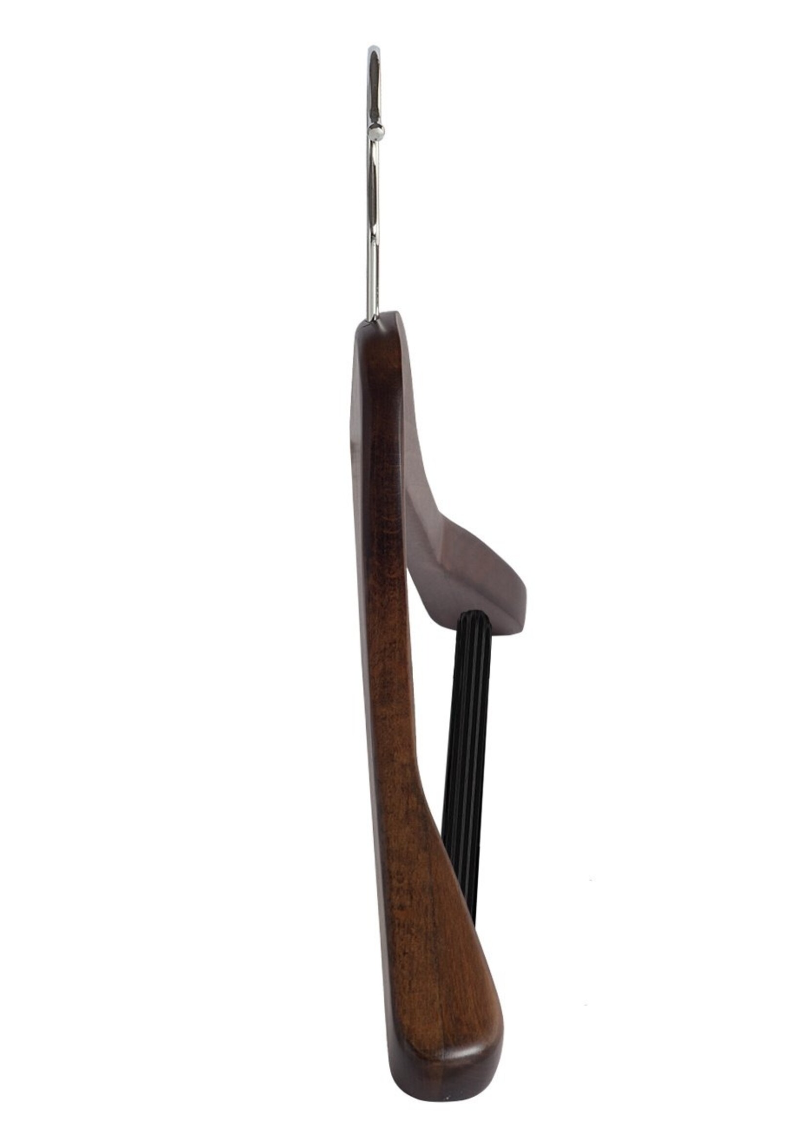 Cintre veste / costume (galbé) bois hêtre teinté noyer avec épaules larges et barre antidérapant