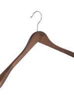 Cintre veste / costume (galbé) bois hêtre teinté noyer avec épaules larges