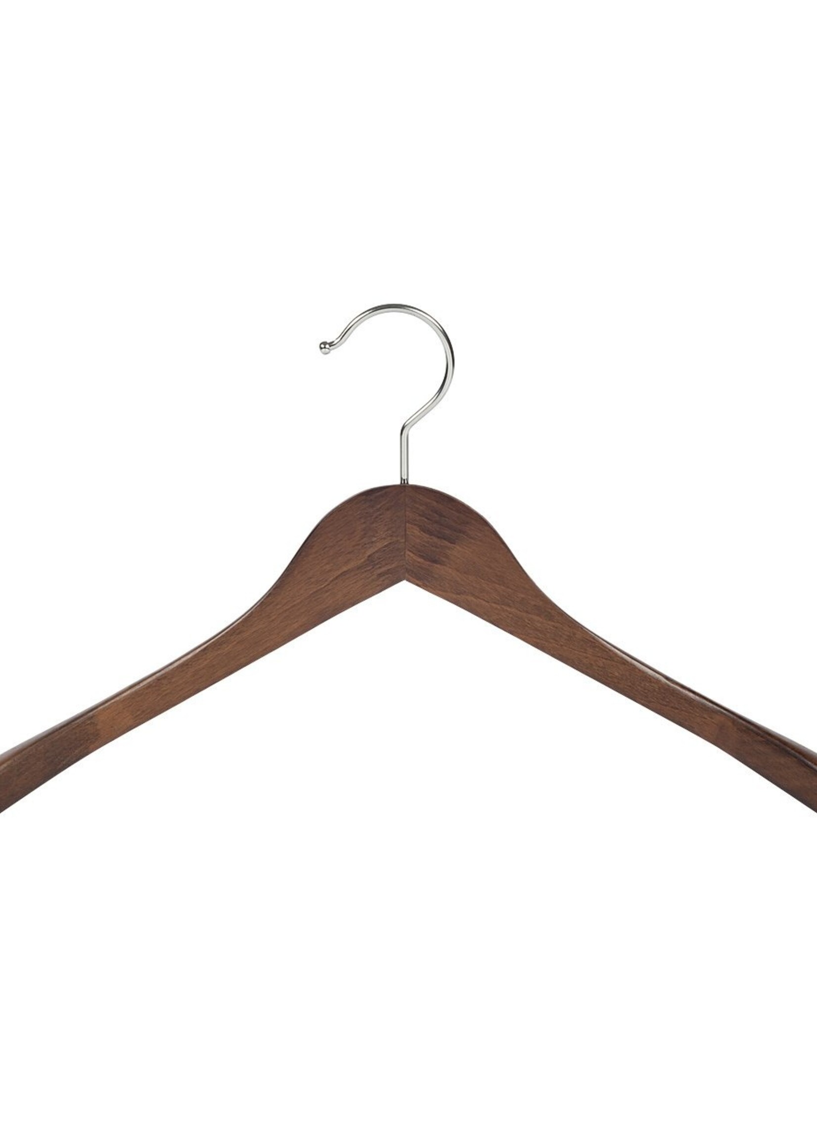 Cintre veste / costume (galbé) bois hêtre teinté noyer avec épaules larges