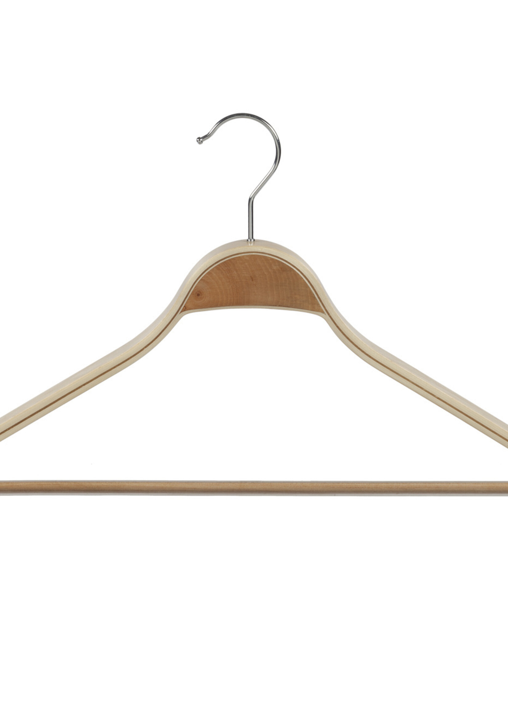 Cintre veste / costume (galbé) bois bouleau vernis naturel avec épaules larges et barre antidérapant