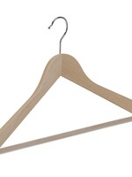 Cintre blouse / chemise (galbé) bois hêtre verni naturel avec barre antidérapante