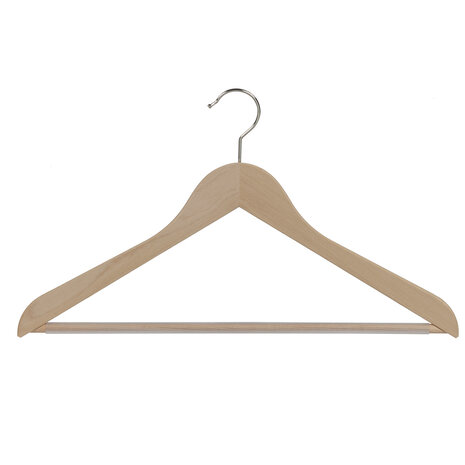 Cintre blouse / chemise (galbé) bois hêtre verni naturel avec barre antidérapante Cintre blouse / chemise (galbé) bois hêtre verni naturel avec barre antidérapante