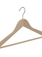 Cintre blouse / chemise (plat) bois hêtre verni naturel avec encoches et barre