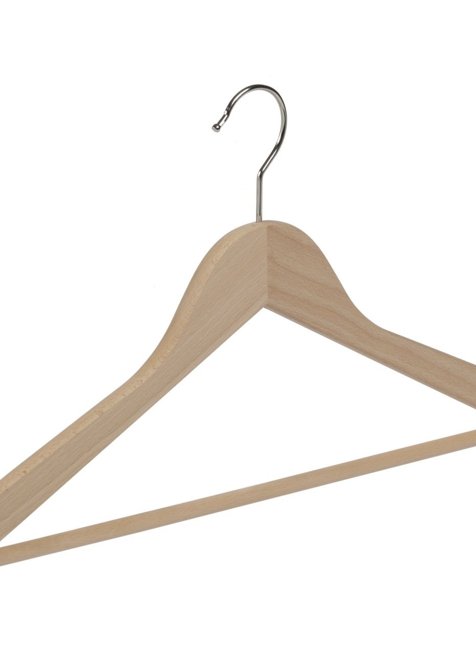 Cintre blouse / chemise (plat) bois hêtre verni naturel avec encoches et barre